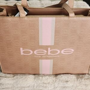 NWT Bebe Tan Large Tote Bag W/Coin Pouch